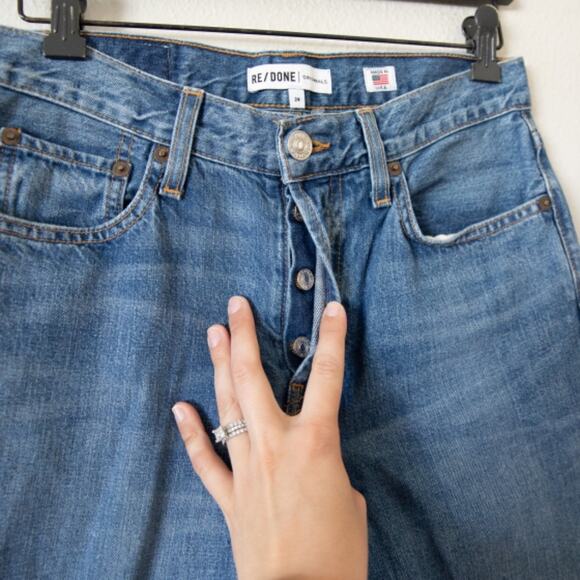 Re/Done Relaxed Crop Medium Wash Jeans - Picture 2 of 5